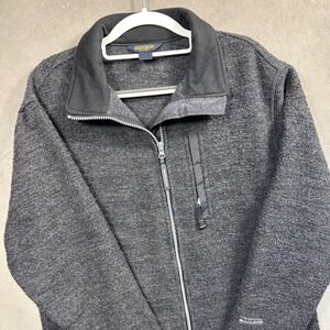 Woolrich Full Zip Fleece Jacket Mens Large Gray Textured Midweight Excellent